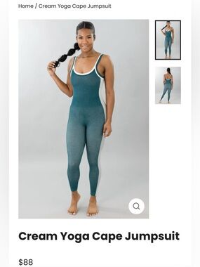 Cream Yoga Cape Jumpsuit in Teal Size Small